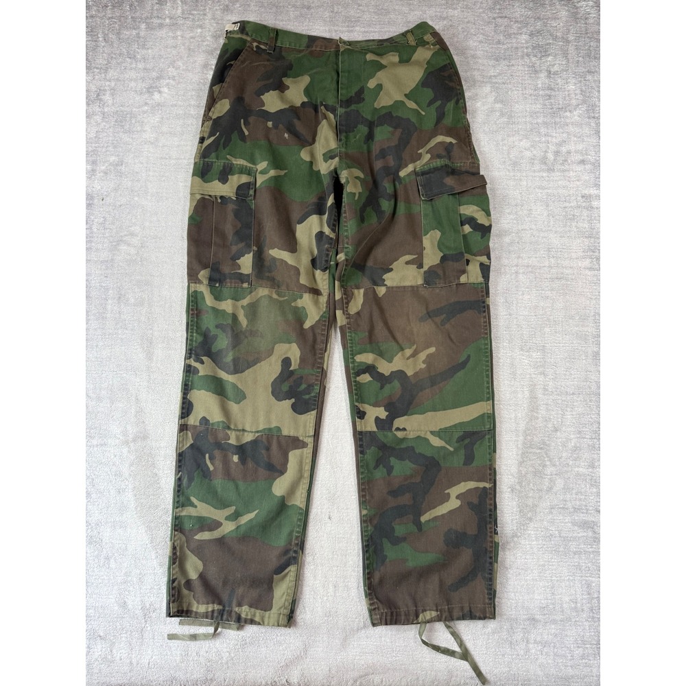 Military Pants Mens 30x30 Vtg Combat Woodland Camo Cargo Trousers BDU Fatigue